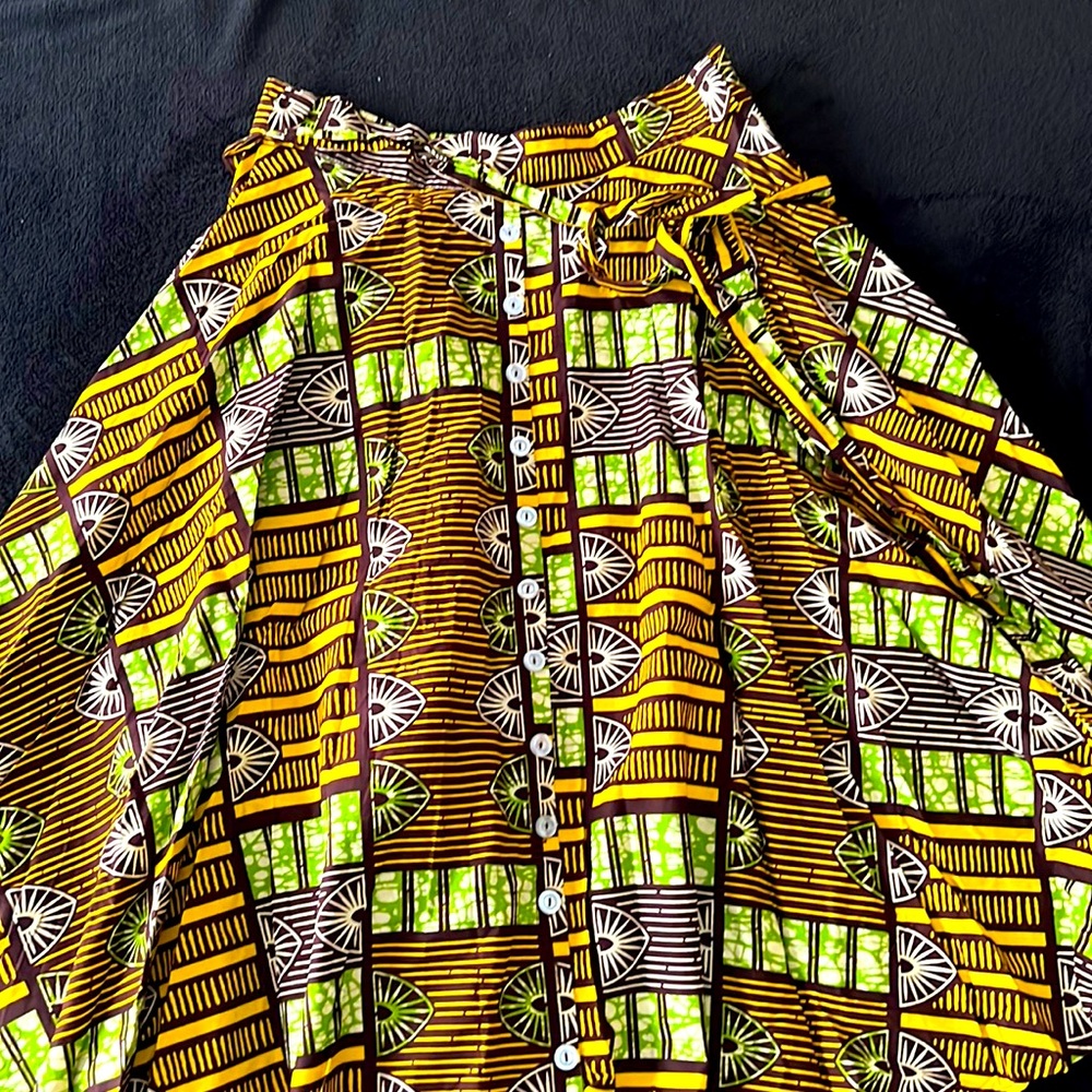 African print ladies button down skirt